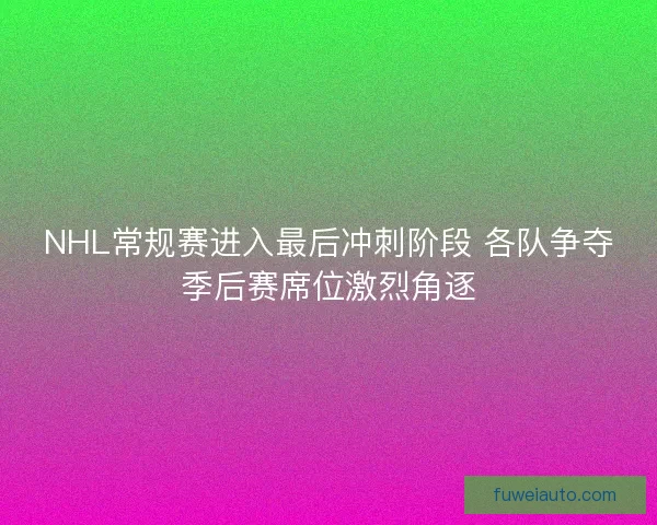 NHL常规赛进入最后冲刺阶段 各队争夺季后赛席位激烈角逐