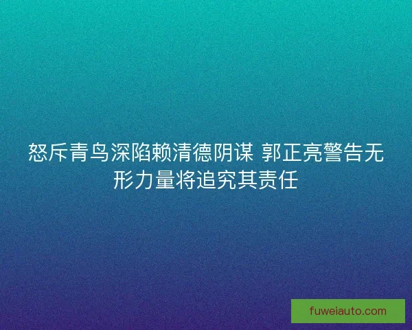 怒斥青鸟深陷赖清德阴谋 郭正亮警告无形力量将追究其责任 怒斥青鸟深陷赖清德阴谋 郭正亮警告无形力量将追究其责任